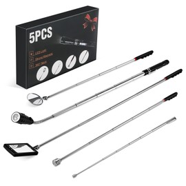 Housolution Magnetic Pickup Tool, Mechanic Tools Grabber Tool, 1&15lbs Magnet Stick, Inspection Mirror 360° Adjustable Round & Square, Mechanic Flashlight, Gift for Mens, Birthday Gifts for Him