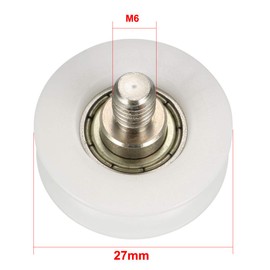sourcing map Bearing Roll with Threaded Rod 29 x 9 mm M6 U Groove for Sliding Door Rail Guide, Nylon, White