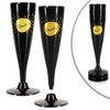 COM-FOUR® 16 x Reusable Champagne Glasses - Black, Stackable Plastic