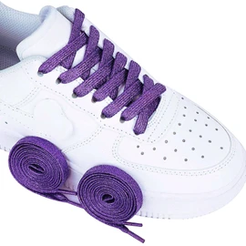 Olukssck 2 Pairs Flat Glitter Shiny Metallic Shoe Laces for Sneakers, 2/5" Wide Sequin Athletic Shoelaces Dark Purple 55 inch(140cm)