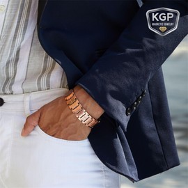 KGP® Mens Magnetic Copper Bracelet with 3X Strength Ultra Enhanced Magnets,Adjustable 99.99% Solid Pure Copper Therapy Bracelet for Men,Magnetic Copper Wristband Jewelry with Gift Box