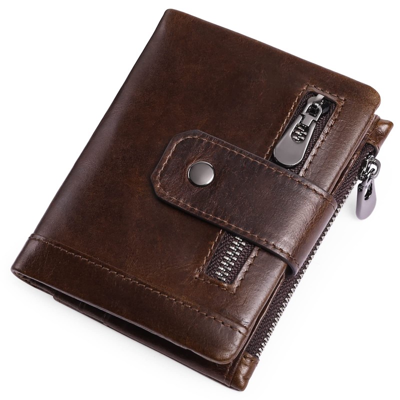 SENDEFN Mens Wallet RFID Blocking Genuine Leather Bifold Compact Wallets