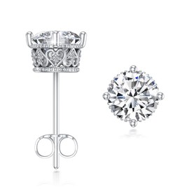 Moissanite Stud Earrings Round Cut 925 Sterling Silver Moissanite Earring Jewelry Gifts for Women Men (8mm), 8.0 Millimeters, Sterling Silver Moissanite, Moissanite