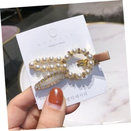 FRCOLOR 2 Pcs Pearl Rhinestone Rabbit Shaped Hair Clips for Elegant Hair Accessories with Strong Grip Cute Barrettes for Women