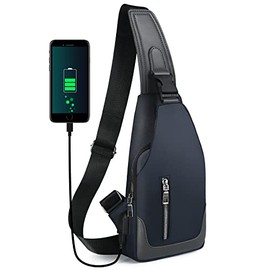 Sling Backpack with USB Charging Port, Chest Bag Crossbody Daypack Shoulder Bag for Women & Men, Hiking, Cycling, Travel