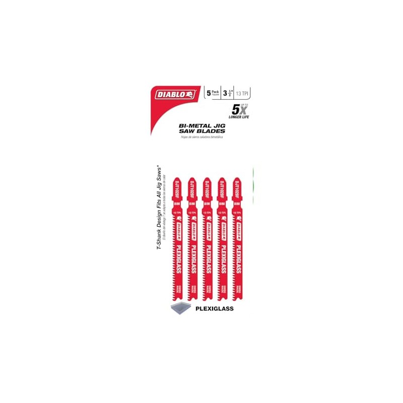 Diablo Bi-Metal Jig Saw Blades for Plexiglass - 3-5/8", 13