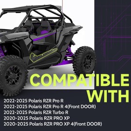 HECASA Lower Door Valance Panels Insert Kit Compatible with 2022-2025 Polaris RZR PRO R/Turbo R, 2020-2025 RZR PRO XP XP4 Lower Door Fenders Trim Kit Accessories Steel Powder Coated Black