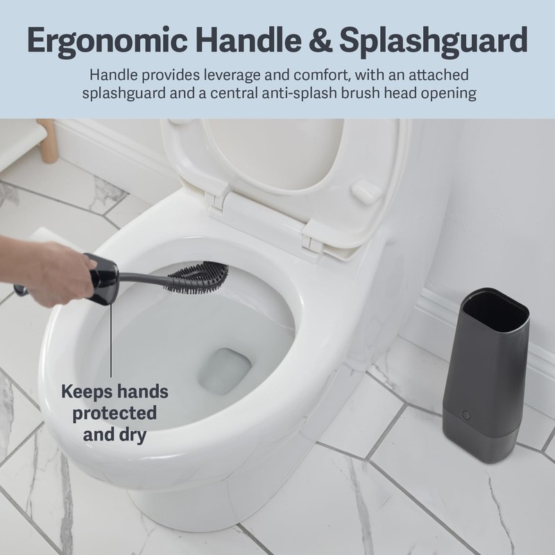 Casabella Hygenic Toilet Bowl Brush with Caddy, Black