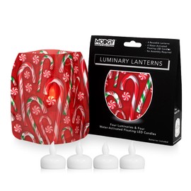 MODGY Luminary Lanterns Candle Holder Decorative Indoor Outdoor Decor, Lanterns for Wedding Centerpiece Decoration Outside Patio 4-Pack, with Flameless Floating LED Candles Gibby