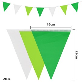 DOJoykey Fabric Bunting Flags, 66ft Green White Banner 52pcs Reusable Waterproof Pennant Outdoor Garden Home Wedding Mother‘s Day Birthday Party Decoration