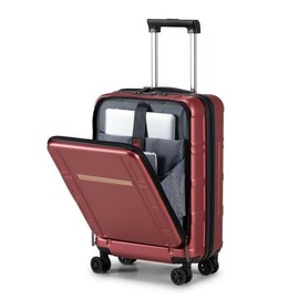 Udorich Stylish and Convenient Carry-On Luggage for Travel, 20 Inch with Double Spinner Wheels, Front Compartment, Wine Red