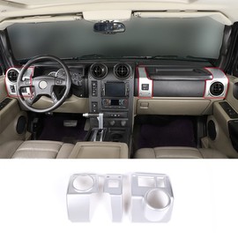 Fgtagtal Dashboard Side Air Vent Cover Compatible with Hummer H2 2003-2007, ABS Interior Side Air Vent Outlet Cover Trim Frame, Center Console Air Vent Outlet Cover, 3PCS (Silver)