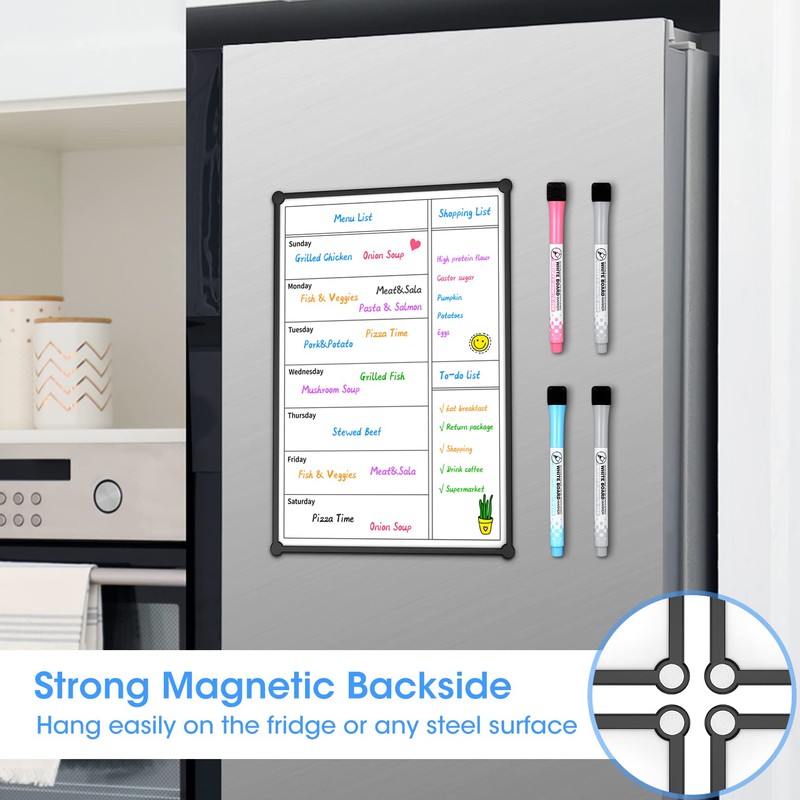 Weekly Calendar for Fridge,12×8” Magnetic Fridge Calendar Refrigerator Calendar, Weekly