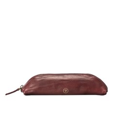 Maxwell Scott | The Felice Nappa | Pencil Case | Fine Quality, Full Grain Leather | Made in Italy | Female | Wine