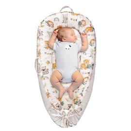 Jundetye Baby Lounger Cover for Boys Girls, Reversible Baby Nest Cover, Adjustable Baby Lounger Replaceable Cover for Infant Newborn, Portable and Machine Washable, Cotton Gray Elephant Cover Only