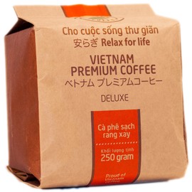 VietBeans Hello5 Deluxe Ground Roasted Coffee - Organically Grown Vietnamese Coffee from Buôn Ma Thu?t Vietnam - High Caffeine Content - 250g