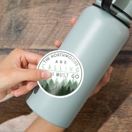Die Cut Sticker Northwoods, Wisconsin, Northwoods Calling and I Must Go, Pine Trees, Vinyl Sticker 3 to 6 inches, (Waterproof Decal for Cars, Water Bottles, Laptops, Coolers), Large