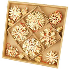 48 x Small Straw Stars Christmas Tree Decorations for Christmas, Optimal Christmas Tree Pendants, Beautiful Tree Decoration for Your Christmas Tree Made of Straw