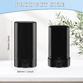 40 Pcs 15g Oval Lipstick Tubes Plastic Empty Deodorant Containers Refillable Lip Balm Bottles for DIY Deodorant Chapstick - Black