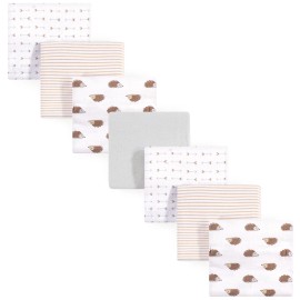 Hudson Baby Infant Cotton Flannel Receiving Blankets Bundle, Hedgehog, One Size