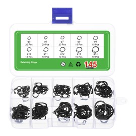 sourcing map 145 Pcs External Retaining Rings, 10 Sizes(M5, M6, M7, M8, M9, M10, M11, M12, M13, M14) 65Mn Carbon Steel Circlip Snap Rings Assortment Kits for Valves Electrical Appliances