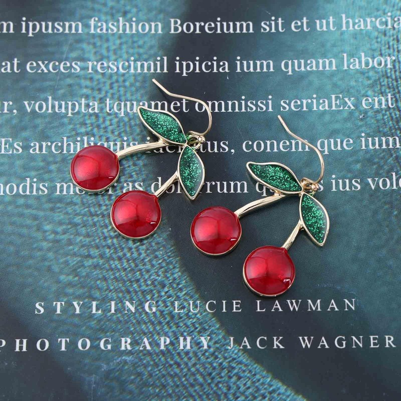 Xduargs Boho Cherry Dangle Earrings Vintage Fruit Cherry Earrings Red