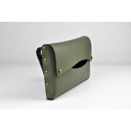 THINGIS Car Tissue Holder, Tissue Case for Sun Visor, PU Leather Backseat Napkin Holder with Clips (Army Green)