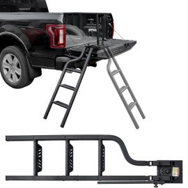 LDETXY 45" Aluminum Rotatable Universal Pickup Truck Tailgate Ladder with Handle, Foldable Heavy Duty Tailgate Steps with Handrail for F250/Ram 2500 Accessories