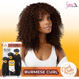 Sensationnel Curls kinksandco synthetic bundles - burmese curl multibundle quick weave hair for natural 3c to 4c hair textures (14 16 18 inch, S1B/30)