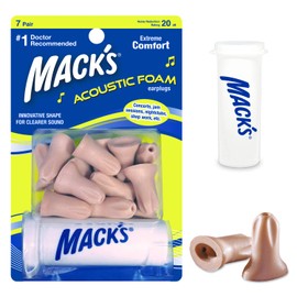 Mack’s Acoustic Foam Earplugs, 7 Pair with Travel Case – Soft, Comfortable Ear Plugs for Concerts, Jam Sessions, Nightclubs and Loud Events