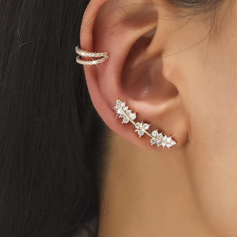 Aonklot Leaf Ear Cuff Earrings for Women - Non Piercing