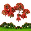 Yetaha 10pcs Model Trees Red Flower Train Trees Model Train