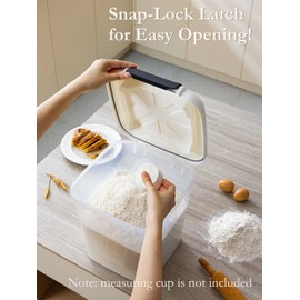 LivLab Mker Rice Dispenser - 50LBS Airtight food storage container with lids,cereal flour storage container with wheels, flour bin rice organizer (25KG)