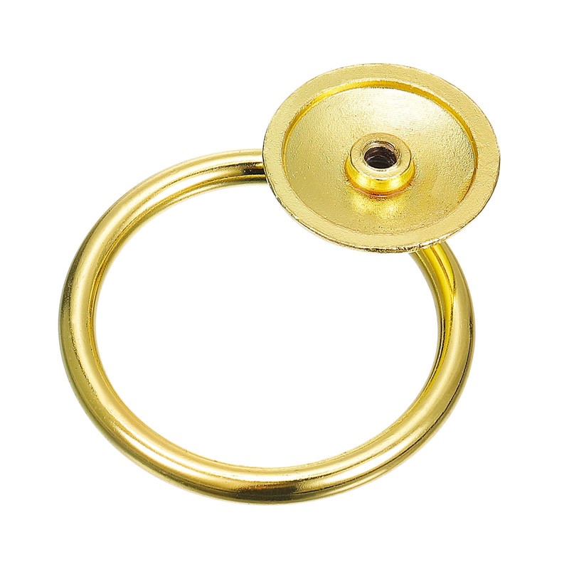 QUARKZMAN Pack of 4 Round Ring Handles Drawers Knobs Gold