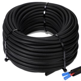 Sasylvia 1/4 X 200 Ft Split Wire Loom Tubing Wire Loom Assortment Split Cable Sleeves Bulk Flexible Electrical Conduit Protective kit