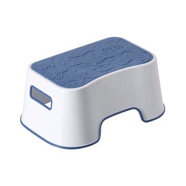 A+KCEYON Step Stool for Kids, Cute Design and Anti-Slip Kids Step Stool with Recessed Handles, Portable Footstool for Kitchen, Bathroom Sink and Toilet Potty Training (Blue-Ocean Motif)