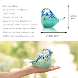 QFkris Big Handmade Glass Bird Figurines Blown Glass Bird Paper Weight Collectibles Art Animal Sculpture Home Table Ornament Decor
