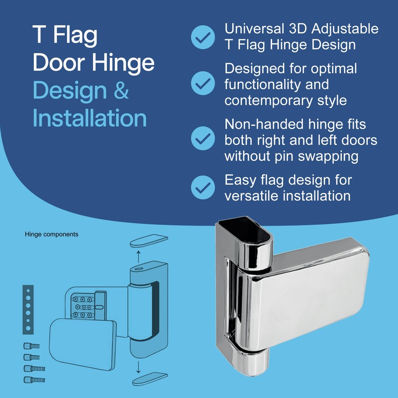 UAP 3D Adjustable T Flag Axis Door Hinges - High