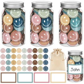 249 Pcs Boho Reward Jars for Kids Smile Face Classroom Coin Jars for Incentive Behavior 225 Pcs Faces 20 Pcs Name Tags 1 Pcs Storage Bag Behavioral Rewards Tools for Classroom School Home