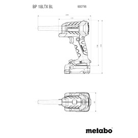 metabo Cordless Blow Gun BP 18 LTX BL - 18 V, Brushless Motor, 0.7 m³/min Air Volume, 122 m/s Air Speed, LED Work Light - Versatile for Cleaning, Blowing, Inflating and Deflating