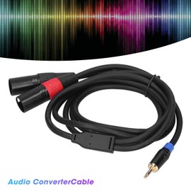 Vbestlife Cable de Audio de 3,5 Mm, Conector Estéreo a Cable Adaptador Dual, Cable Convertidor de Audio con 2 Conectores XLR, Cable Adaptador Convertidor de Audio, Plug and Play, para