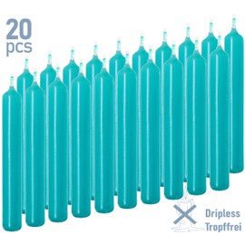 BRUBAKER Pack of 20 Birthday Candles Turquoise 9.5 cm - Small Tapered Candles for Birthday, Magic, Rituals or Party Decoration - Decorative Candles with 1.25 cm Diameter - Taper Candles
