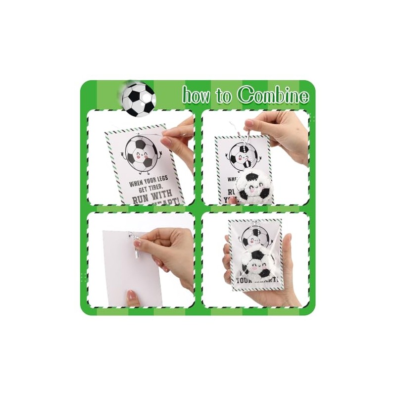 Jenaai Soccer Keychain Set with Inspirational Cards - 20 Pack