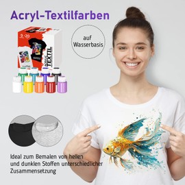 7 Artists Textile Paint Machine Washable - 9 Fabric Paints Washable x 20 ml - Fabric Paint for Clothes, Shoes, Jeans, Bags, T-Shirt Painting