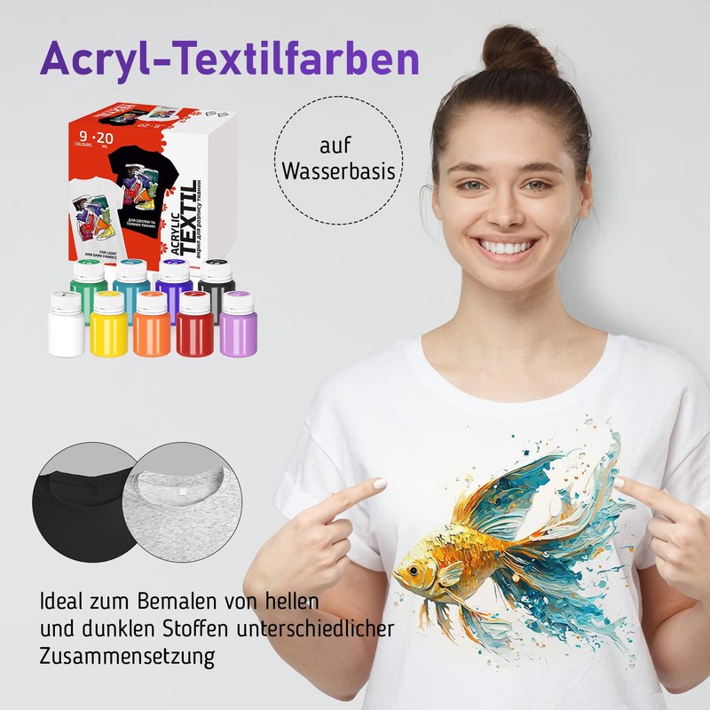 7 Artists Textile Paint Machine Washable - 9 Fabric Paints