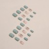 24 Pcs Green Square Press on Nails Short Fake Nails