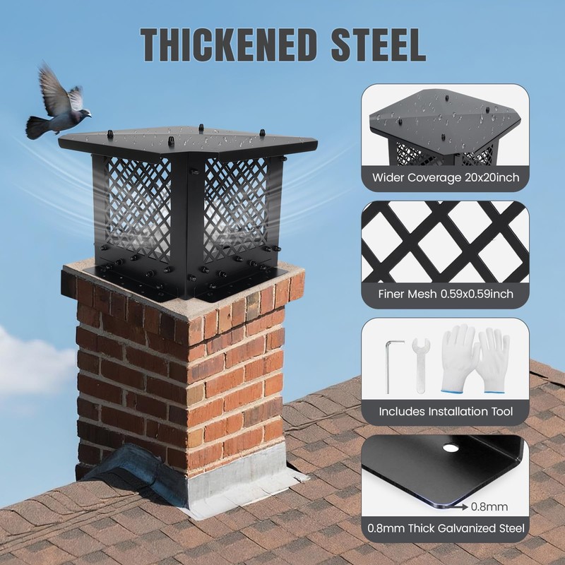 INNO STAGE Chimney Cap, 10"x10" Chimney Cover, Chimney Rain Caps,