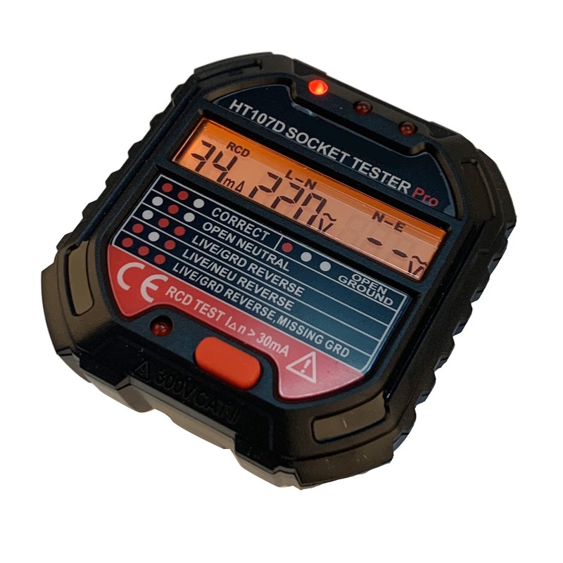 HT107D LCD Digital Display Socket Outlet Tester Mains Fault Check