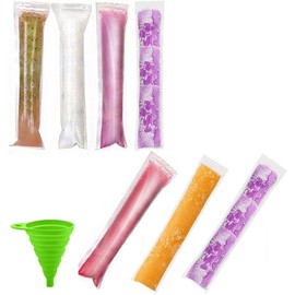 Popsicle Molds Bags, 50 Pack DIY Disposable Ice Pop Bags with Silicone Funnel (50)