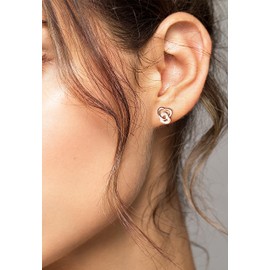 SOFIA MILANI - Women's Earrings 925 Silver with Zirconia Stones - Double Heart Stud Earrings, Sterling Silver, Cubic Zirconia